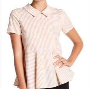 AFTER MARKET Striped Ruffle Peplum Top